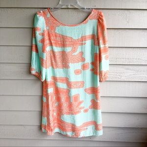 Anthropologie Mint & Coral Open Back Shift
